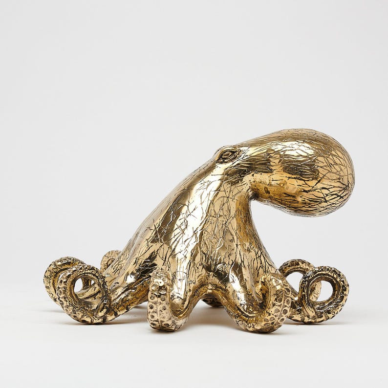 Escultura de pulpo de bronce: Decoración náutica de vida marina - BR214 imagen 4