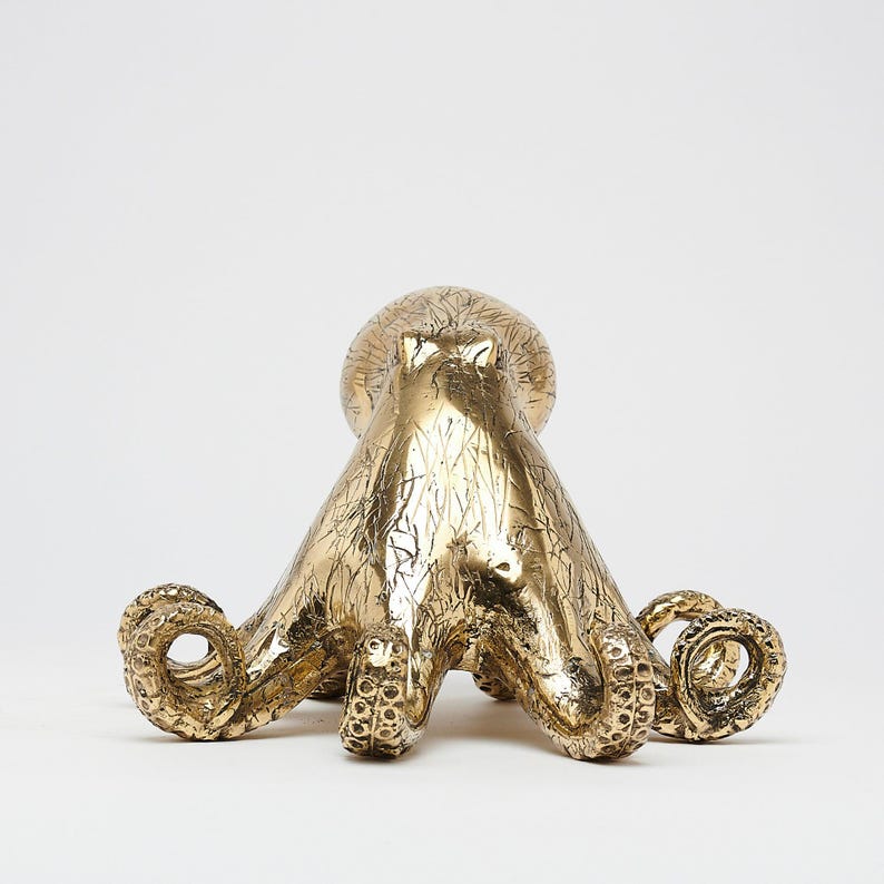 Escultura de pulpo de bronce: Decoración náutica de vida marina - BR214 imagen 10