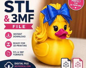 Cute Cheerleader Duck STL & 3MF Files | Instant Digital Download for 3D Printing