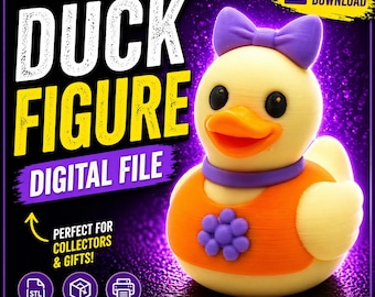 Diva Duck 3D Printable Figure | Kawaii Animal Model STL File (Digital Download)