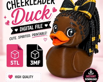 Cute Cheerleader Duck with Braids | Cute Black Girl Duck Decor | Digital File | STL and 3MF