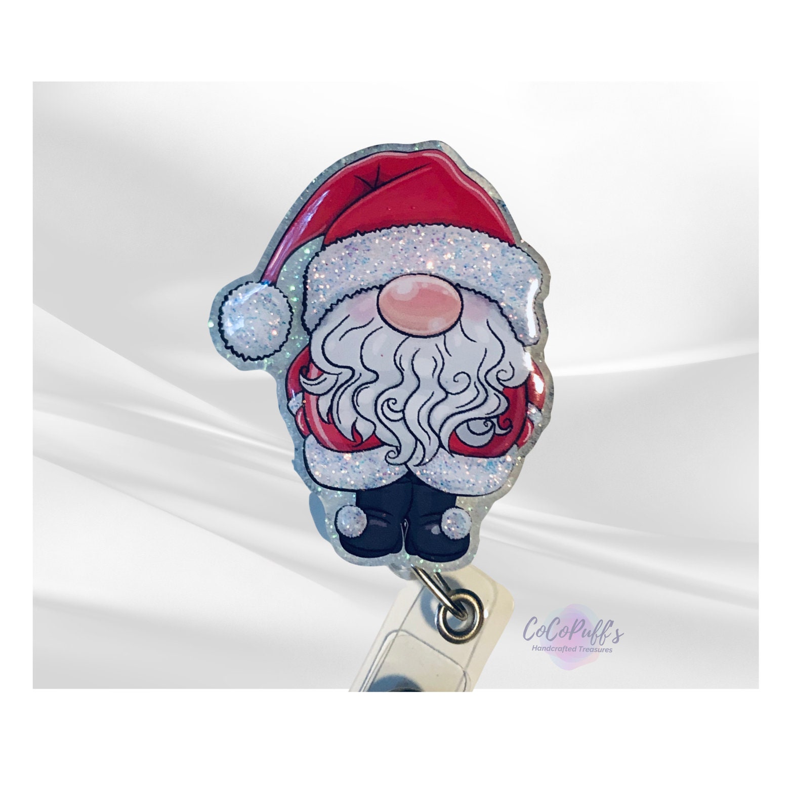 Christmas Santa Claus 2 Retractable Badge Reel With Alligator Clip. Great  for Anyone Required to Wear a Badge 