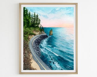 Vancouver Art Print | Stanley Park Seawall | Watercolor Painting