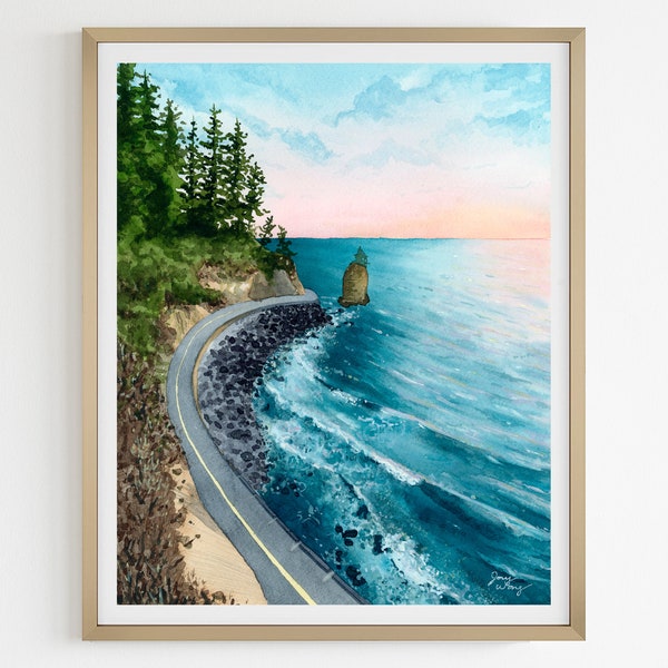 Vancouver Art Print | Stanley Park Seawall | Watercolor Painting