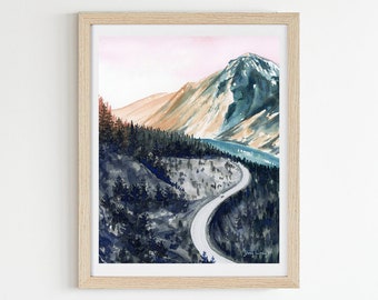 Adventure Art Print / Sea to Sky Highway / Pintura de acuarela