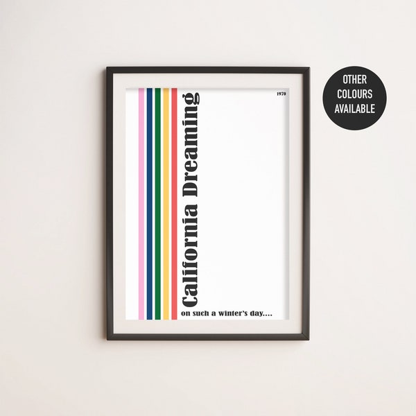 California Dreaming - A4/A3 - The Mamas and the Papas - Lyric Poster - Wall Art - Minimalist - Print