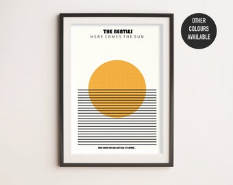 Here Comes the Sun - A4/A3 - The Beatles - Lyric Print - Wall Art - Poster