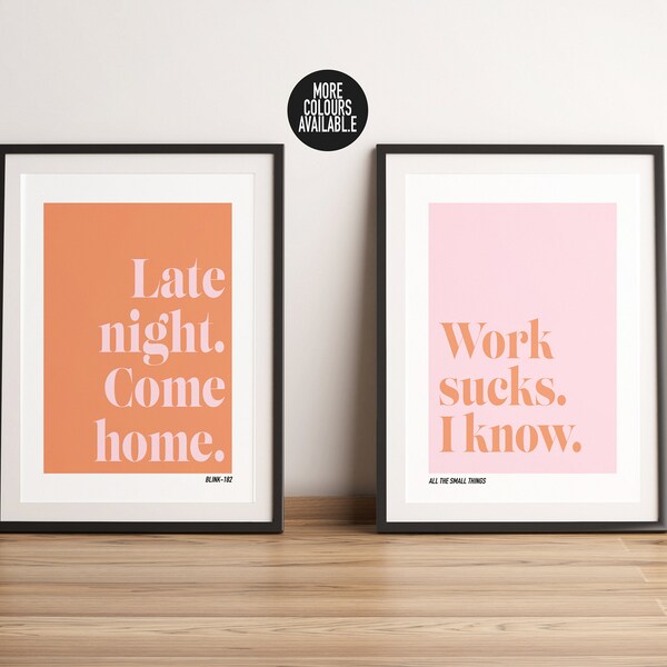 All the Small Things - Digital - Blink-182 - Set of Two - Lyric Print - Wall Art - Poster