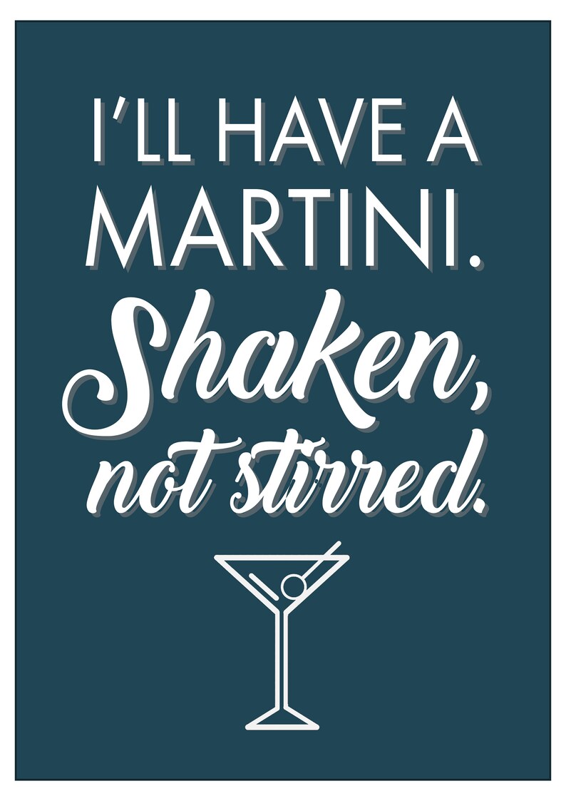 James Bond Martini Quote James Bond Etsy Australia