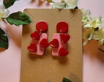 Red & pink Heart earrings