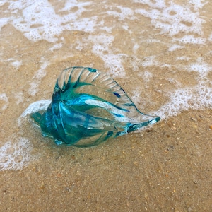 Blue Transparent Conch Shell Art Glass Sculptures Home Decor Ocean Lover Gift image 6