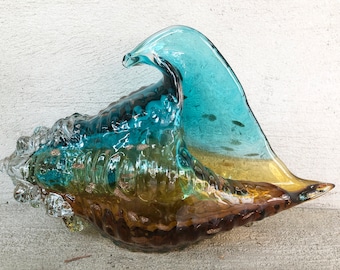 Handmade Blown Colorful Conch Shell Art Glass Sculptures Beach Sculpture,Glass Conch,Beach Art,Ocean Art,Shell Sculpture Home Decor Gift