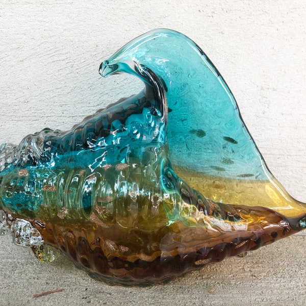 Handmade Blown Colorful Conch Shell Art Glass Sculptures Beach Sculpture,Glass Conch,Beach Art,Ocean Art,Shell Sculpture Home Decor Gift