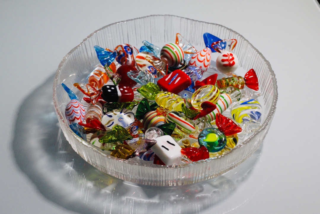 Vintage Glass Blown Wrapped Small Candy Figures, Candies