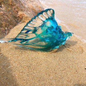 Blue Transparent Conch Shell Art Glass Sculptures Home Decor Ocean Lover Gift image 8