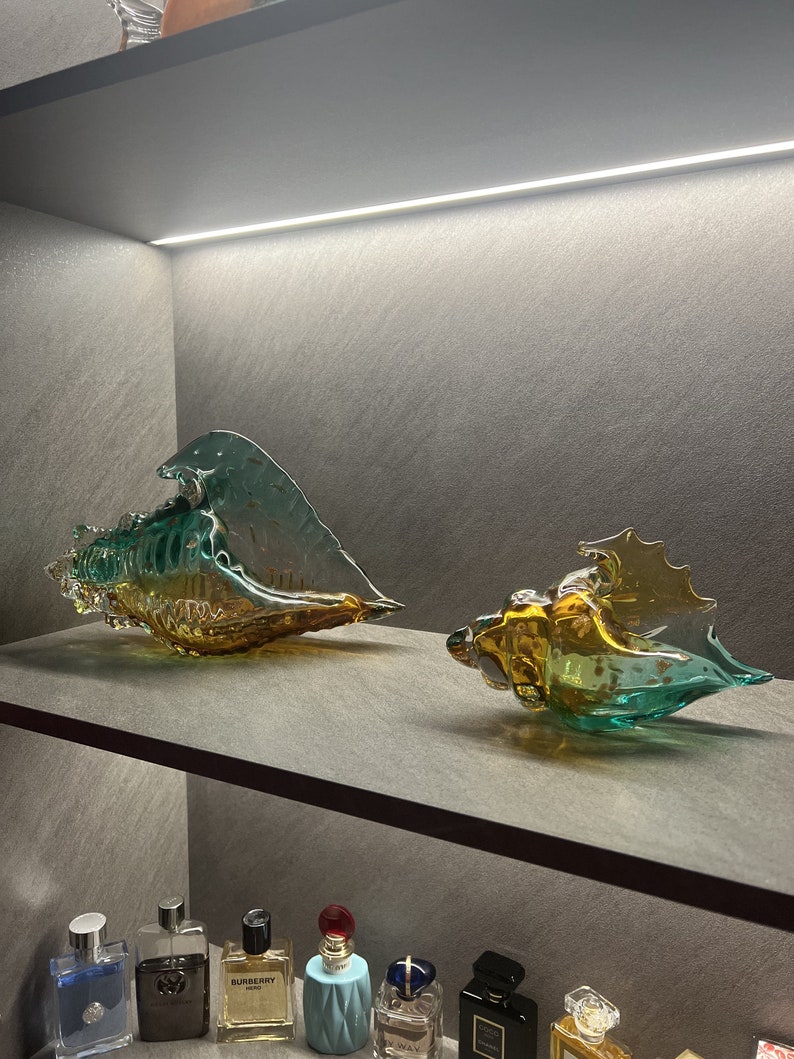 Handmade Blown Colorful Conch Shell Art Glass Sculptures Beach - Etsy
