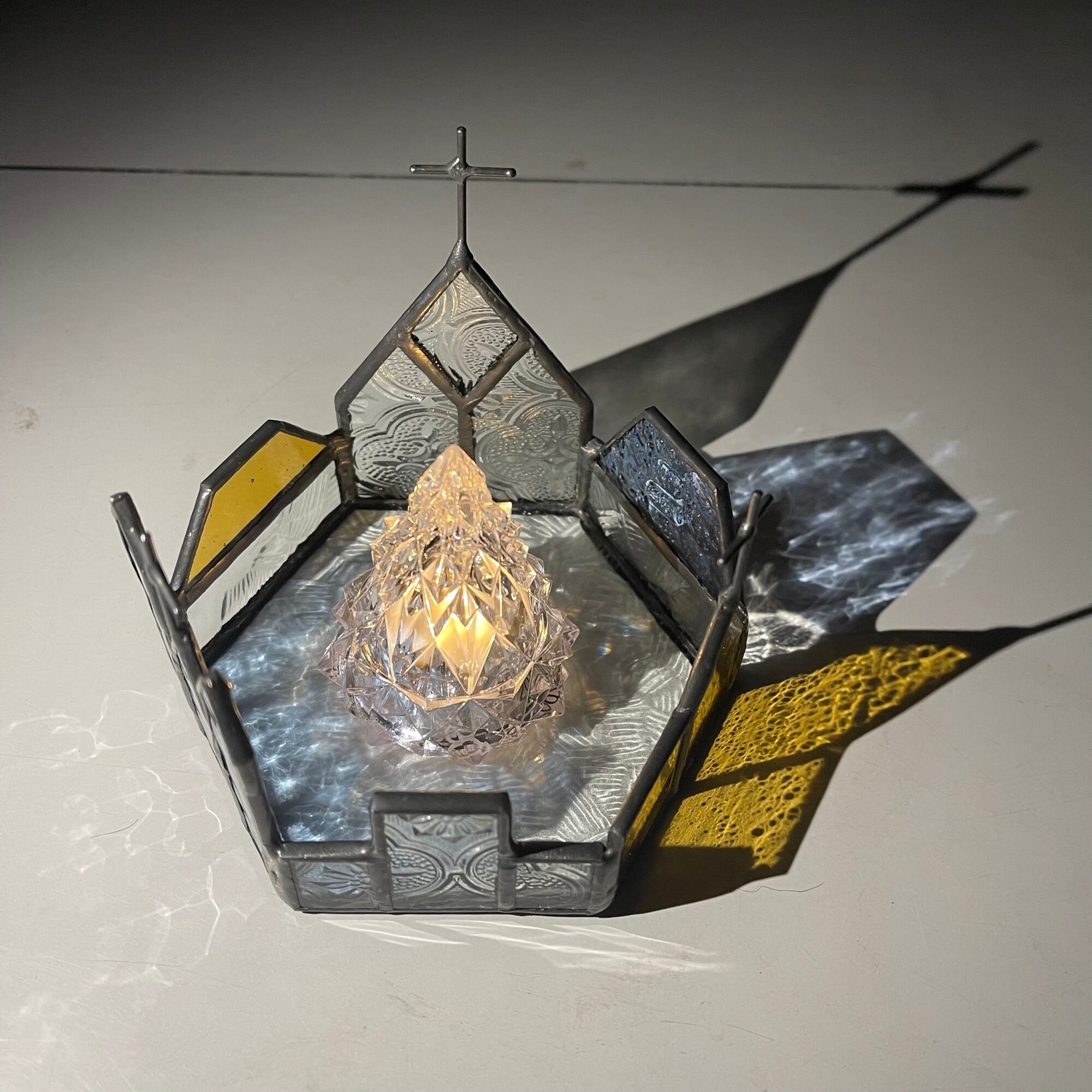 Stained Glass Candle Holder Sun Catchers Church Candle Etsy