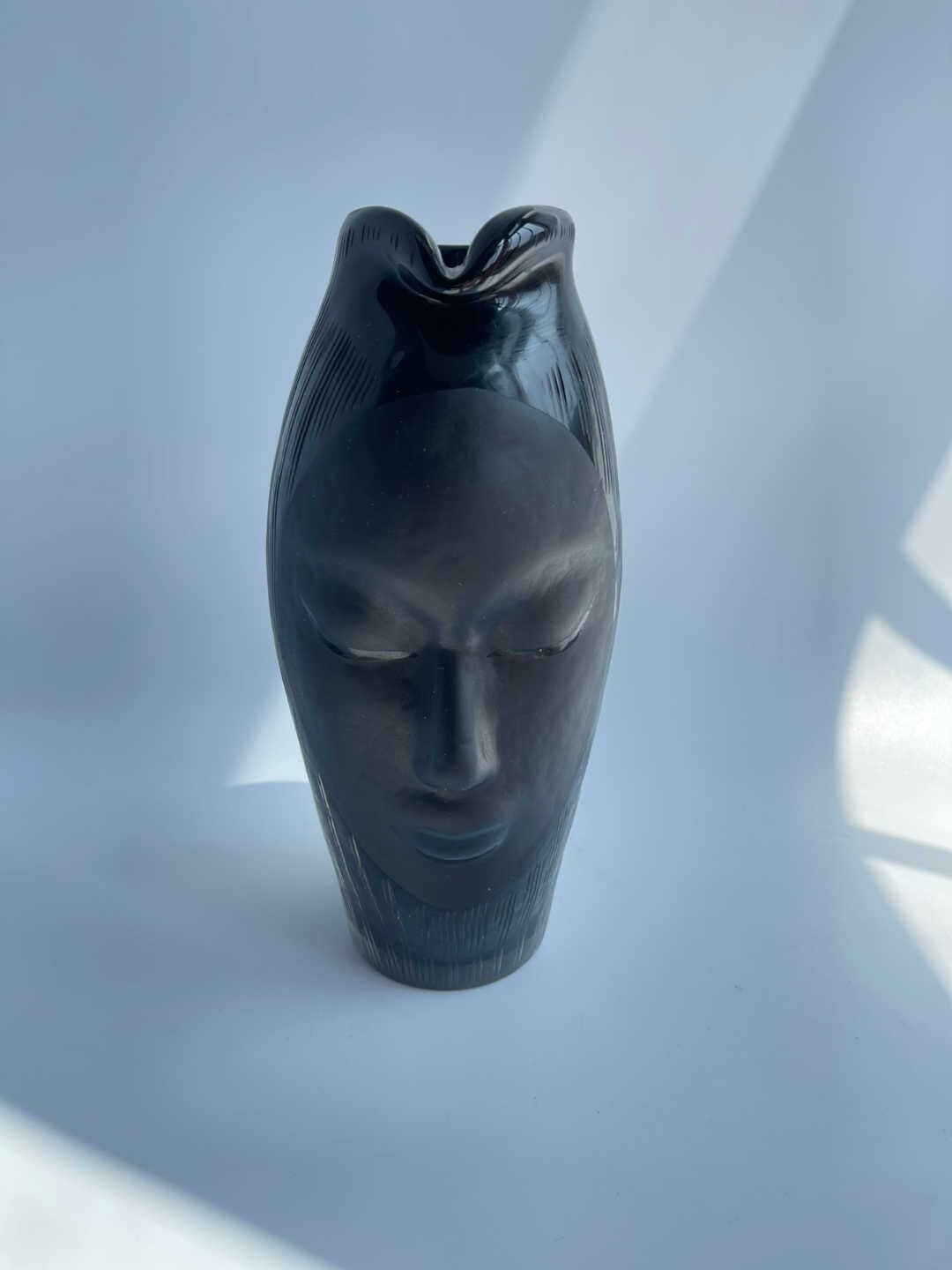 Handmade Glass Face Sculpture Vase, Head Flower Vase, Glass Plant