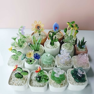 Handmade Glass Cactus Miniature Cactus Succulents Plant Ornament Cactus Decor Glass Art