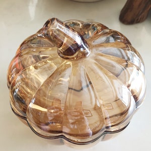 Glass Pumpkin Cookie Jar Halloween Decoration Pumpkin Shaped Candy Jar Fall Table Centerpiece, Glass Canister, Clear Pumpkin Wedding Gift
