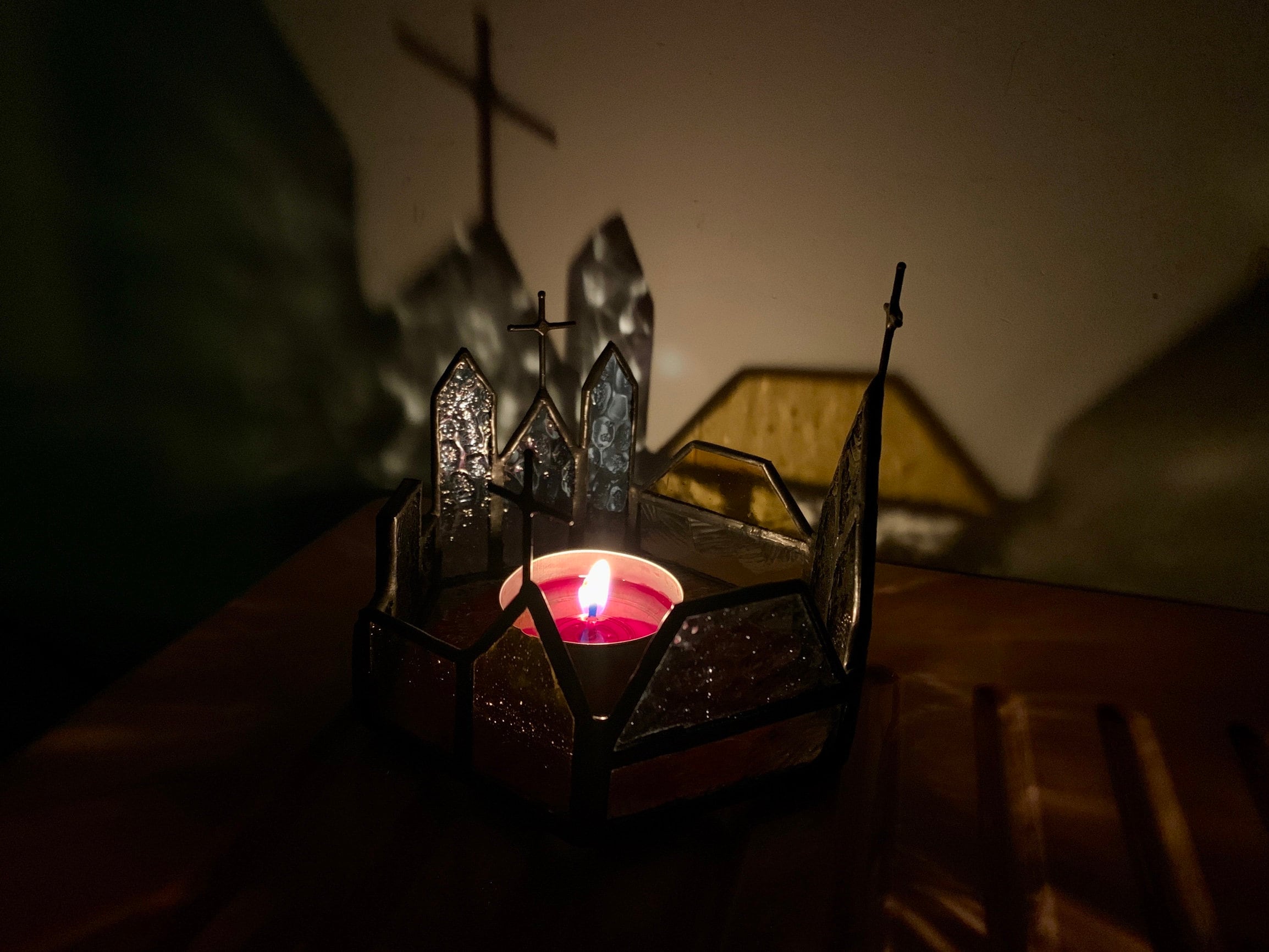 Stained Glass Candle Holder Sun Catchers Church Candle Etsy