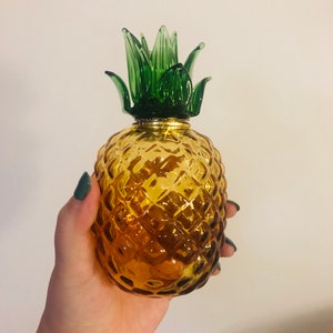 Hand Blown Pineapple Glass Jar Tea Can Candy Jar Glass Storage Containers Glass Decoration Ornaments