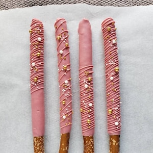 Mauve Pink Chocolate Covered Pretzels | Sticks | Gourmet | Birthday | Bridal Shower | Engagement | Wedding | Baby Shower |Party Favor|Gift