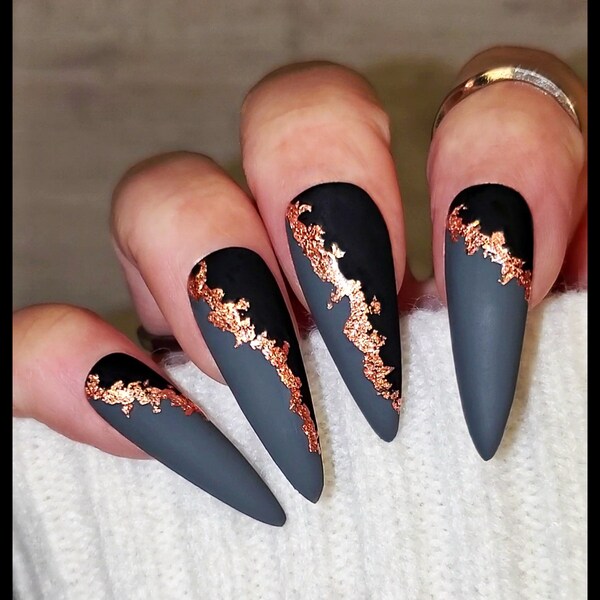 Rose Gold Nails - Etsy