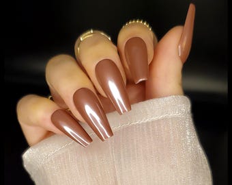 Chocolate Glaze Matte/Glossy Finish Press On Nail