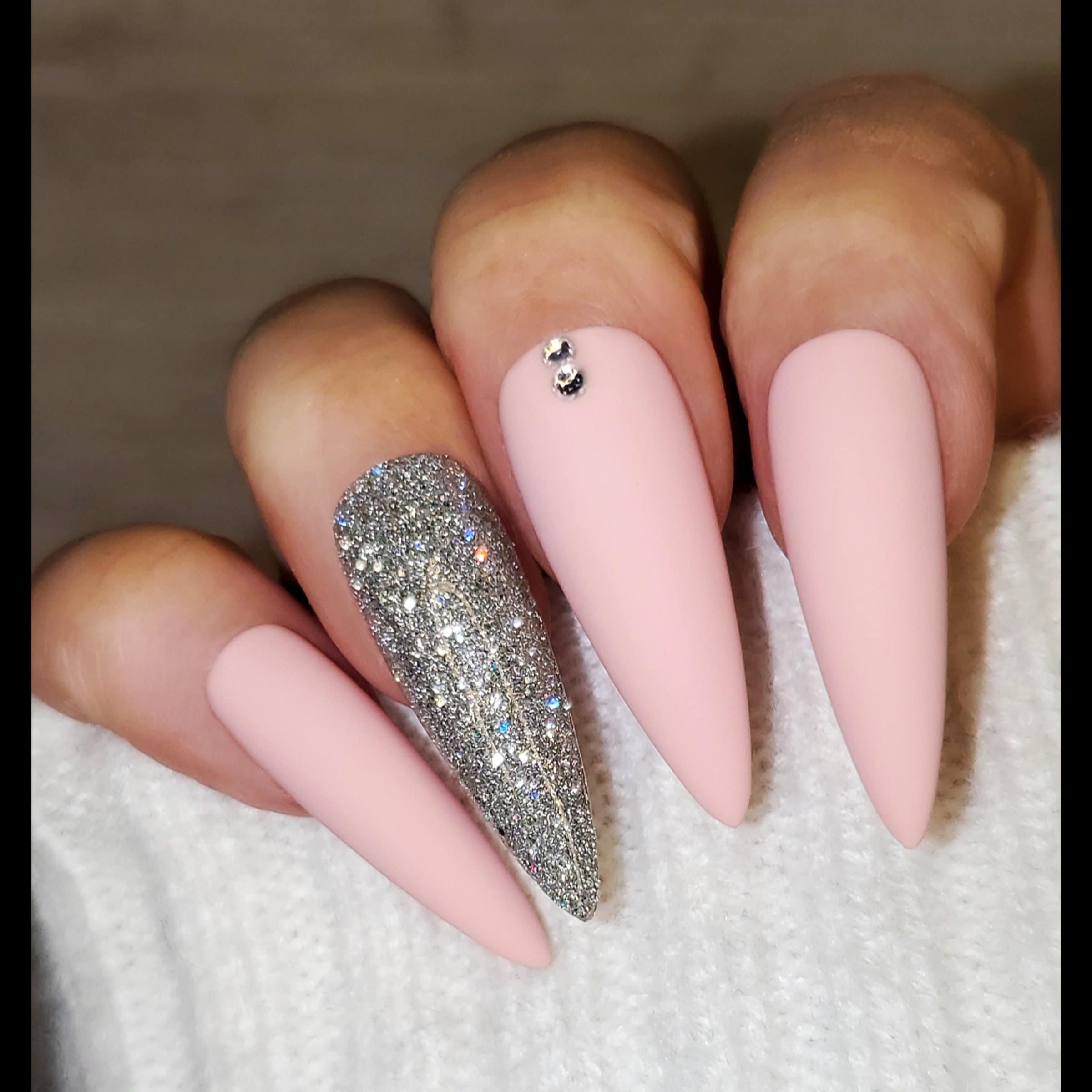 Press On Nails UK -Blossom- Coffin Nails Basic Matte Blush Pink –  Youaregoldbeauty
