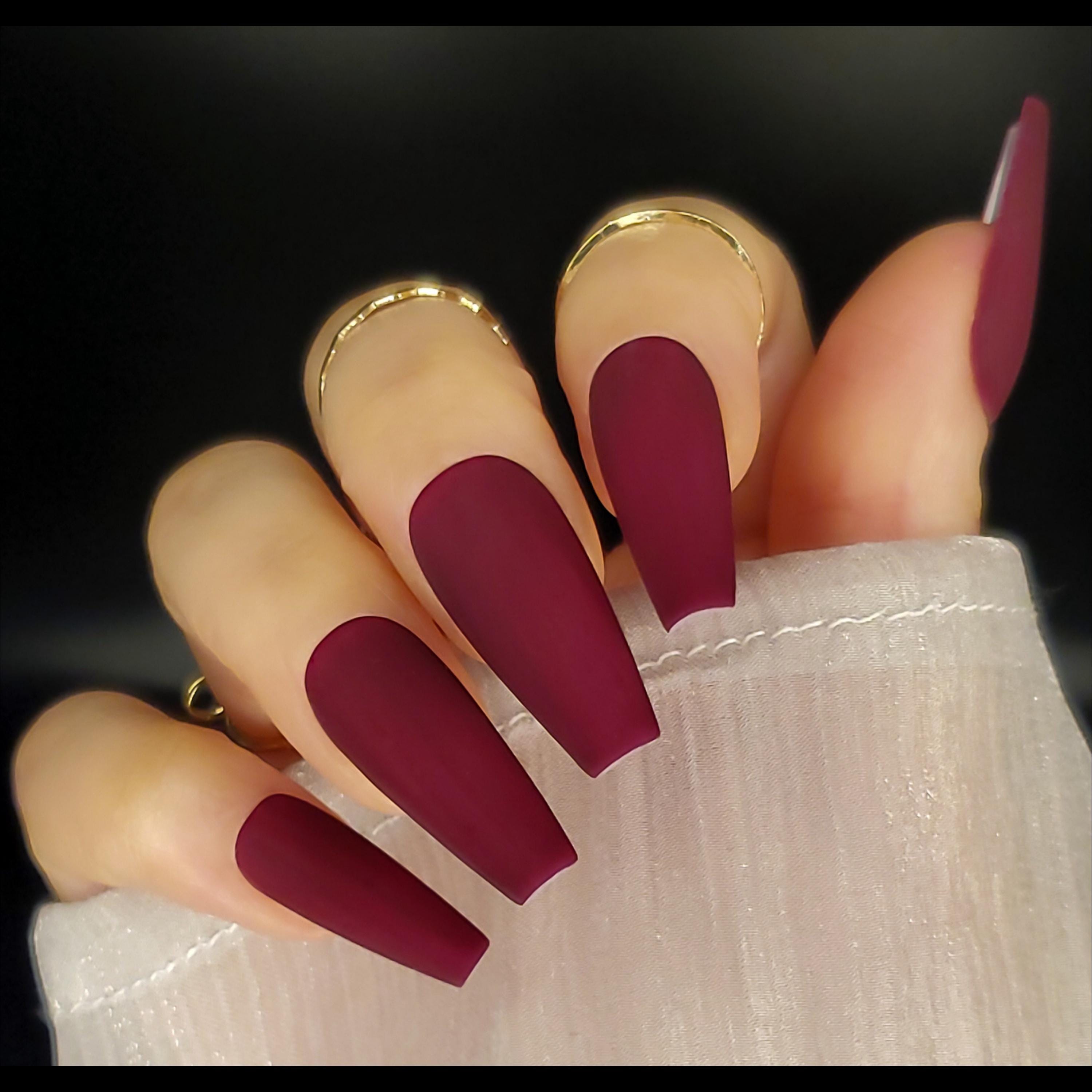 Matte Burgundy Nails