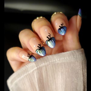 Enchanted Pumpkin Halloween French Tip Press On Nail Set