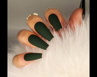 Pine Green Matte/Glossy Press On Nail Set