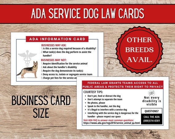 Printable ADA Service Dog Cards ADA Law Cards &amp; Legal | Etsy
