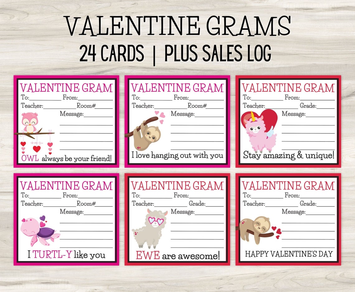 Printable Valentine Gram Fundraiser PTO Tags Candy Tags Etsy