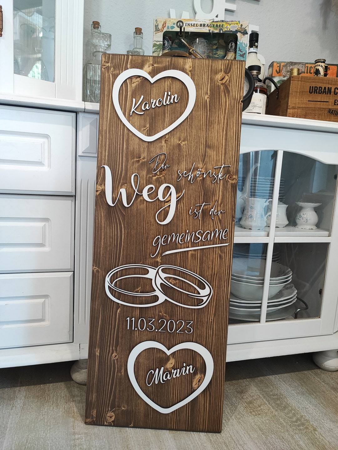 Der schönste Weg ist der gemeinsame, Hochzeitsgeschenk, Holzschild
