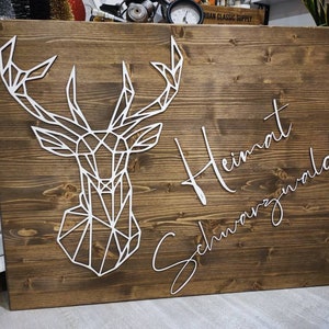 Home Foresta Nera, cartello in legno, scritta, decorazione da parete, design da parete, Foresta Nera, ragazza della Foresta Nera, decorazione della Foresta Nera, cervo