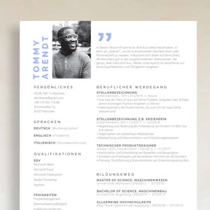 Modello di applicazione tedesco Modello cv per Word CV - Etsy ...