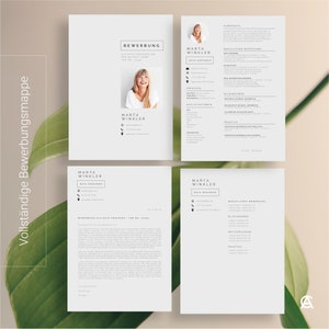 Modern application template in German, with tabular CV, application letter, cover sheet and attachments image 7