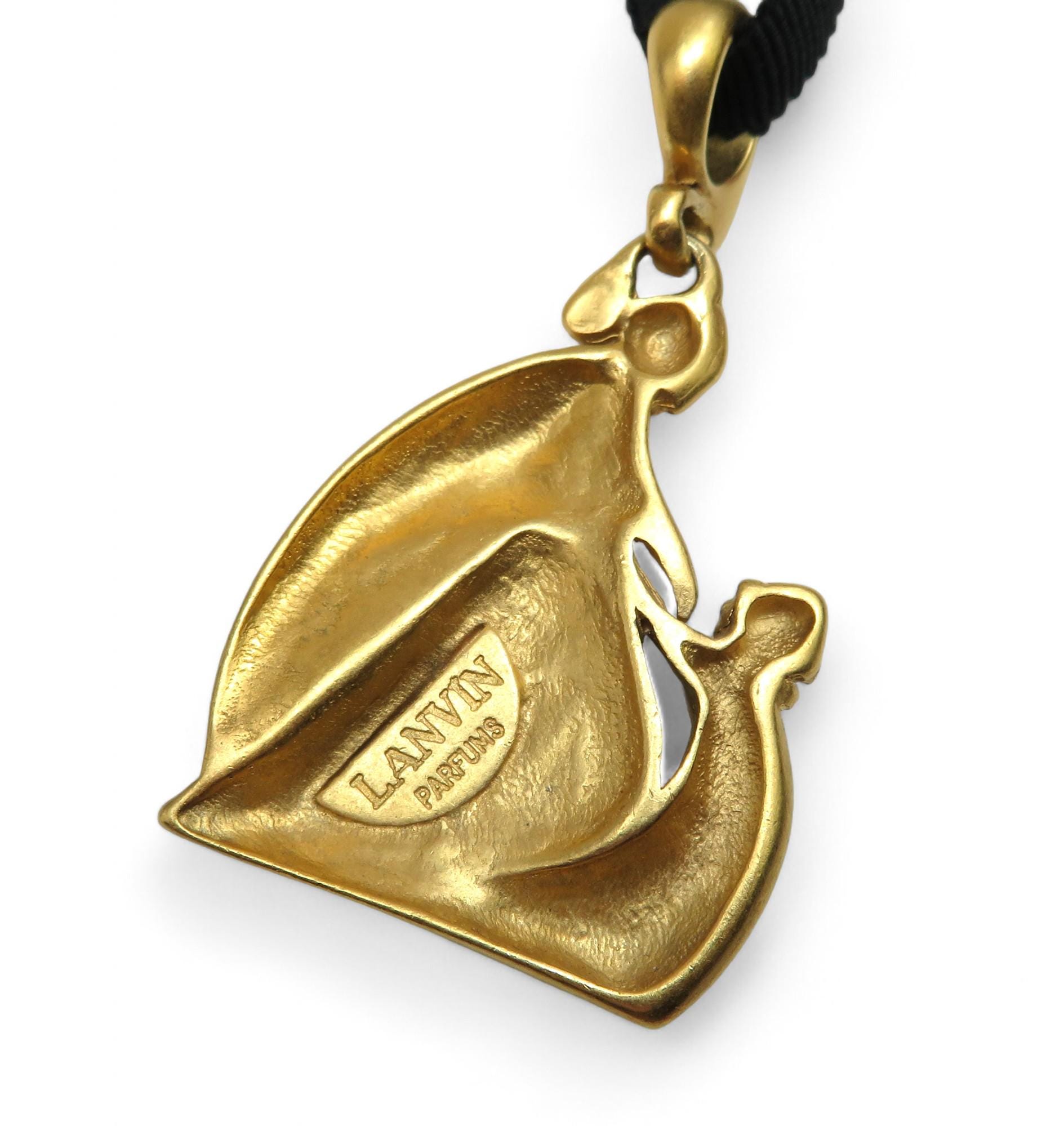 Pendentif Ou Sautoir LANVIN Vintage - Bijou Authentique Signé Des Années 80, Doré