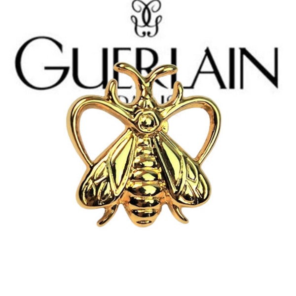 Authentique pin's Abeille GUERLAIN, Vintage et signé, doré à l'or fin 24 carats