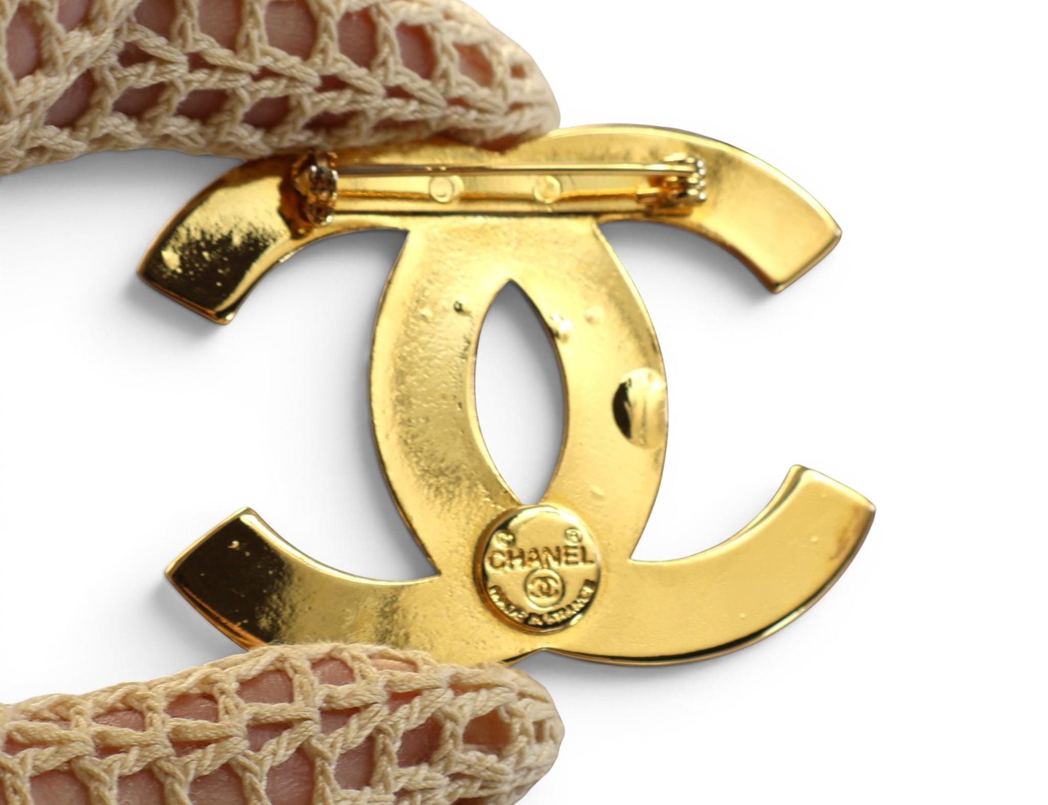 Authentic Vintage Chanel Brooch, Plated in 24-carat Gold and