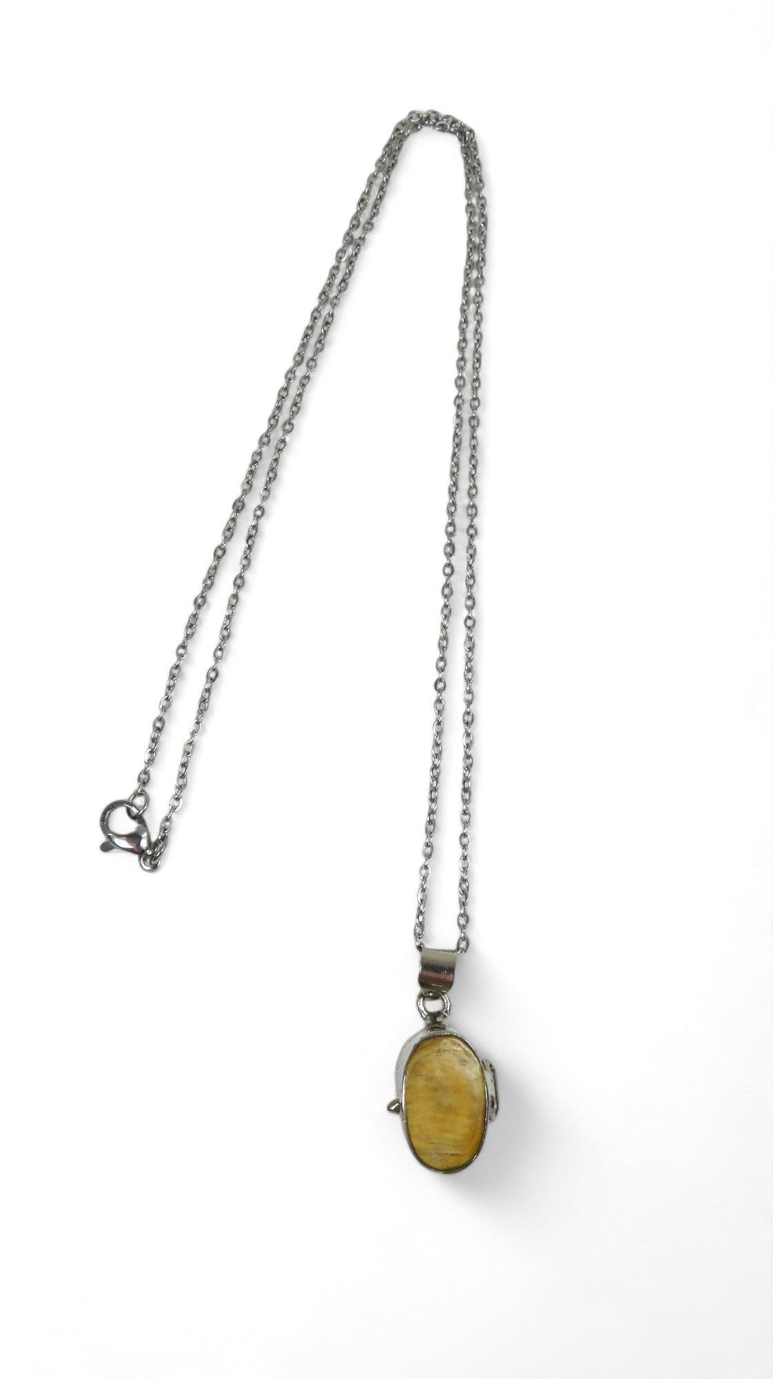 Pendentif Pierre Jaspe Jaune Avec Petit Coffret Ouvrant - Bijou Minéral
