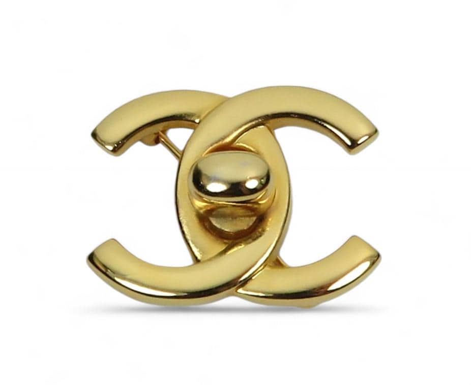 Authentic Vintage Chanel Brooch, Plated in 24-carat Gold and