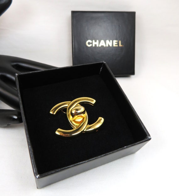 Authentic Vintage Chanel Brooch Gilded With 24 Carat Fine Gold and Signed. Etsy