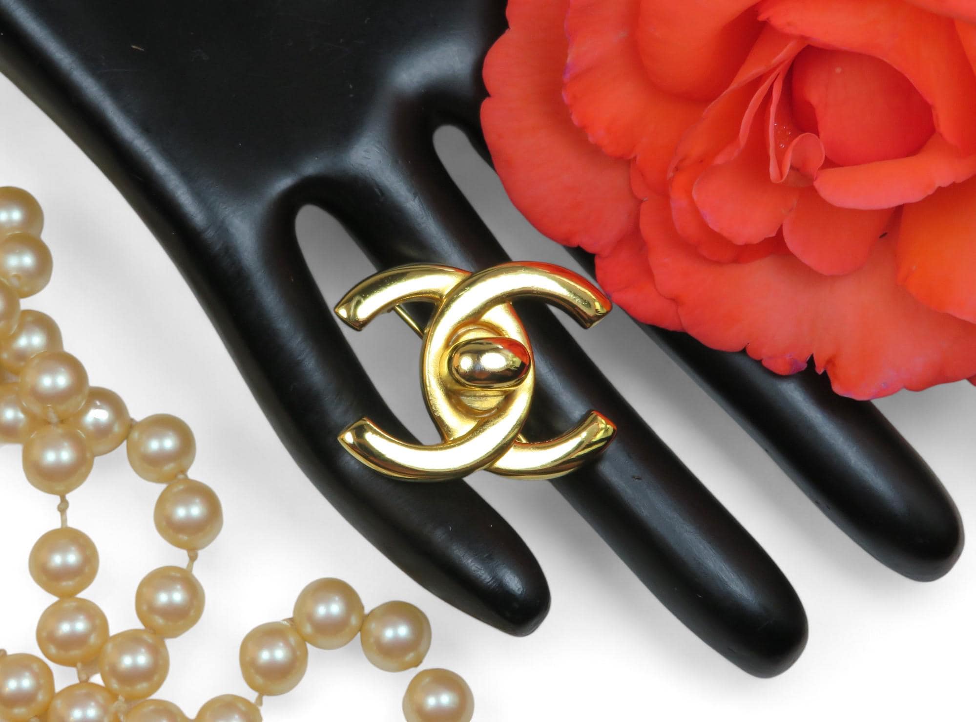 Authentic Vintage Chanel Brooch, Gilded With 24-carat Fine