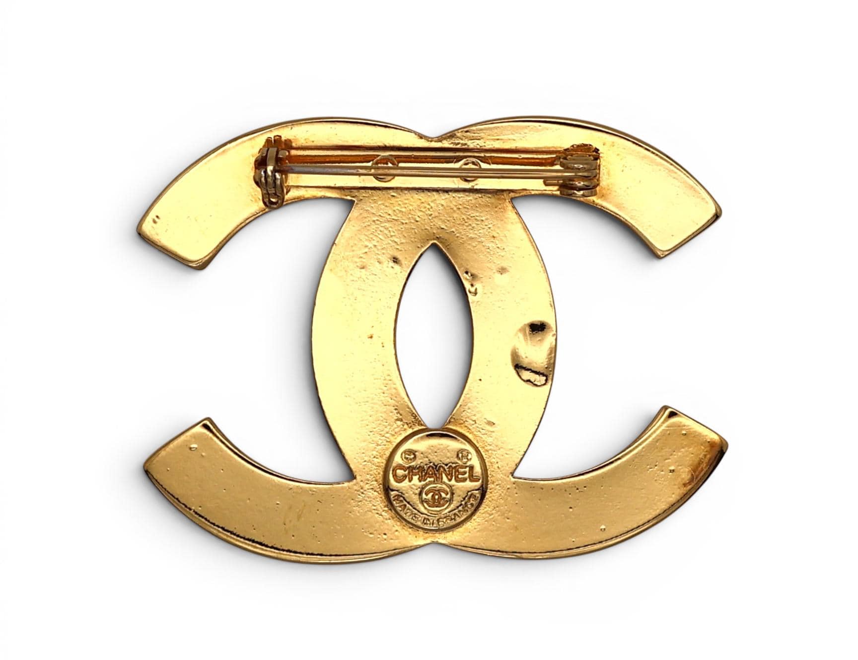 Authentic Vintage Chanel Brooch, Plated in 24-carat Gold and