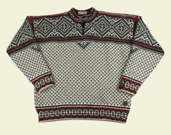 FoxDale Sz 4T Vintage 80\u2019s Norwegian Print Grey Black White Winter SKI Snowflake Sweater by