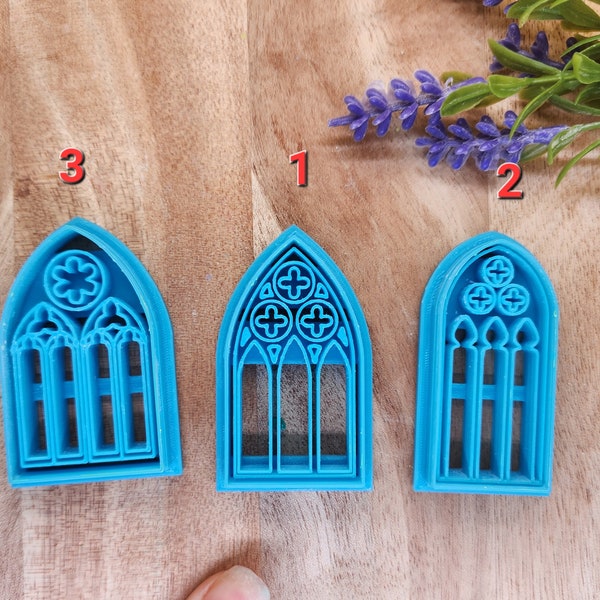 Gothic Windows Polymer Clay Cutter, embossed cutter, stamp