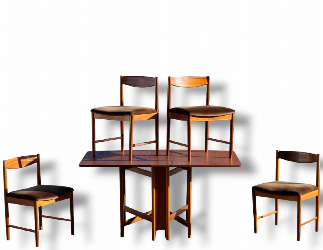 Mid Century Mcintosh Teak Drop Leaf Dining Table and 4 Chairs Etsy UK